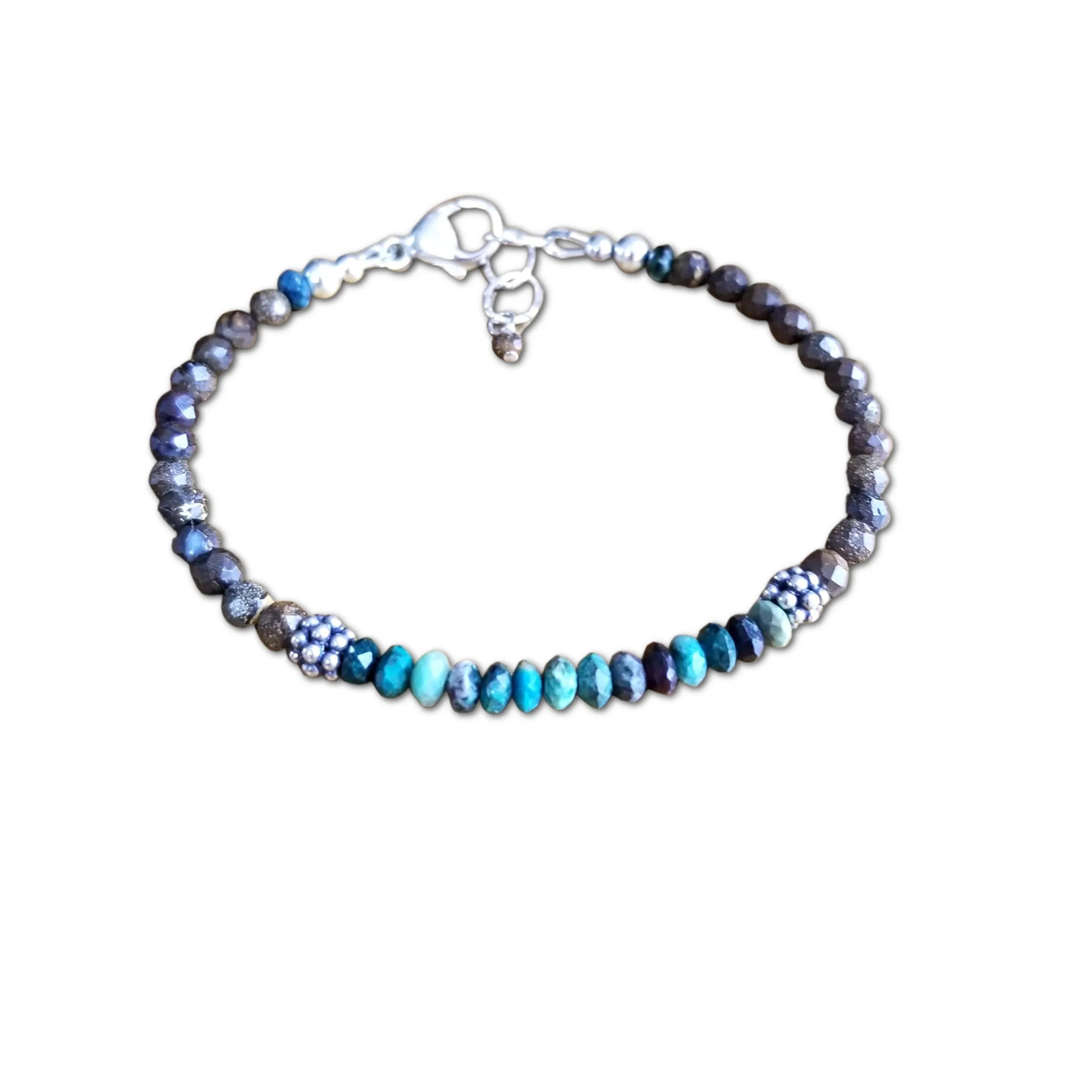 Turquoise & Boulder Opal Bracelet Sterling Silver