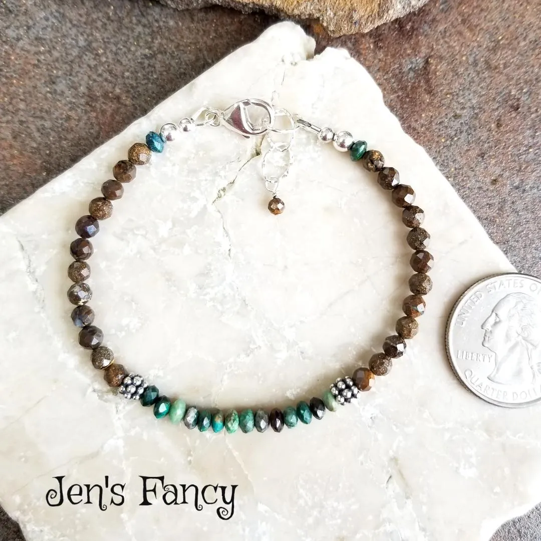 Turquoise & Boulder Opal Bracelet Sterling Silver