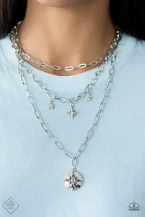 Under the Northern Lights - White Starry Silver Necklace