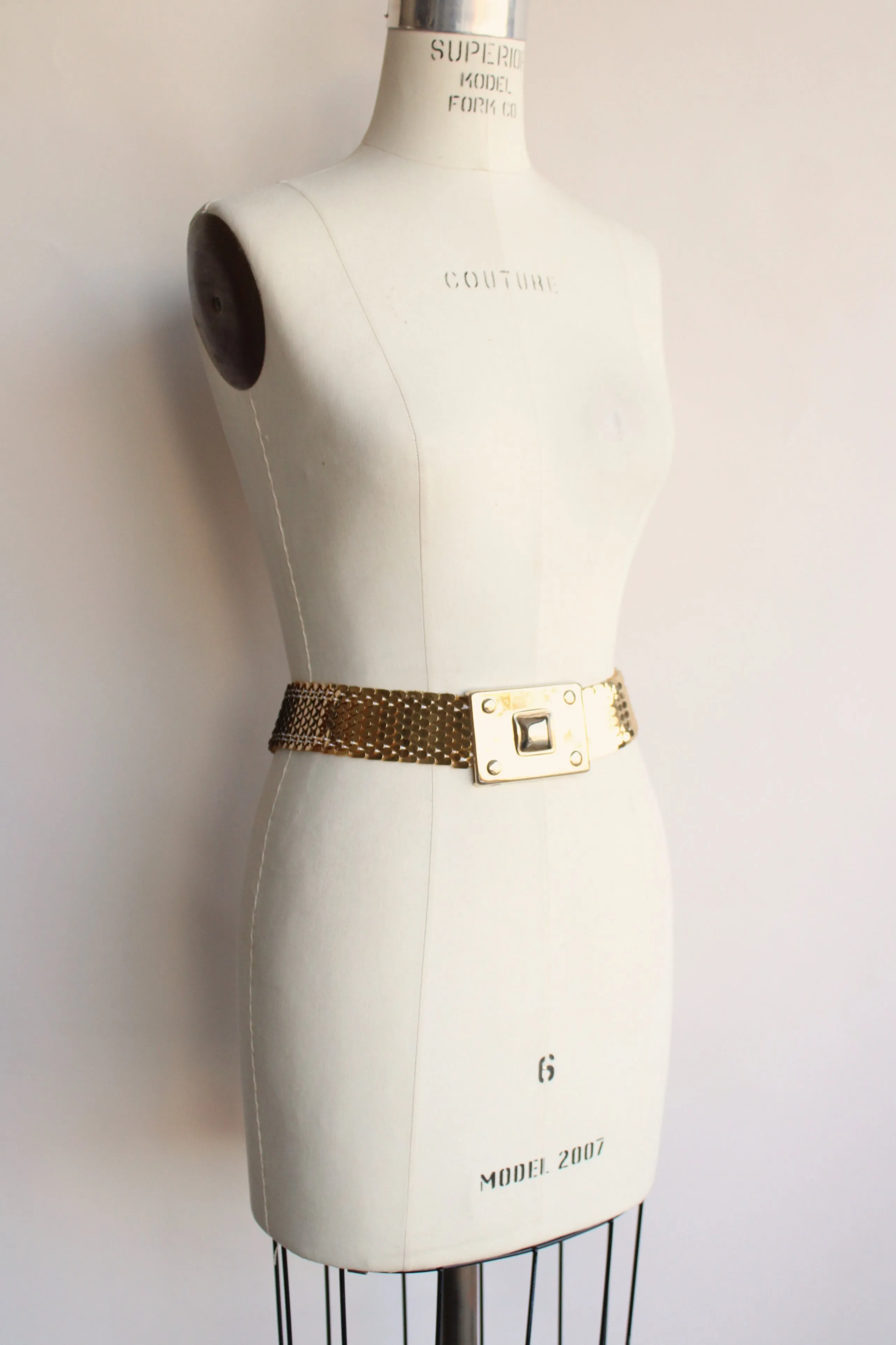 Vintage 1970s Gold Elastic Snake Belt By Harwill
