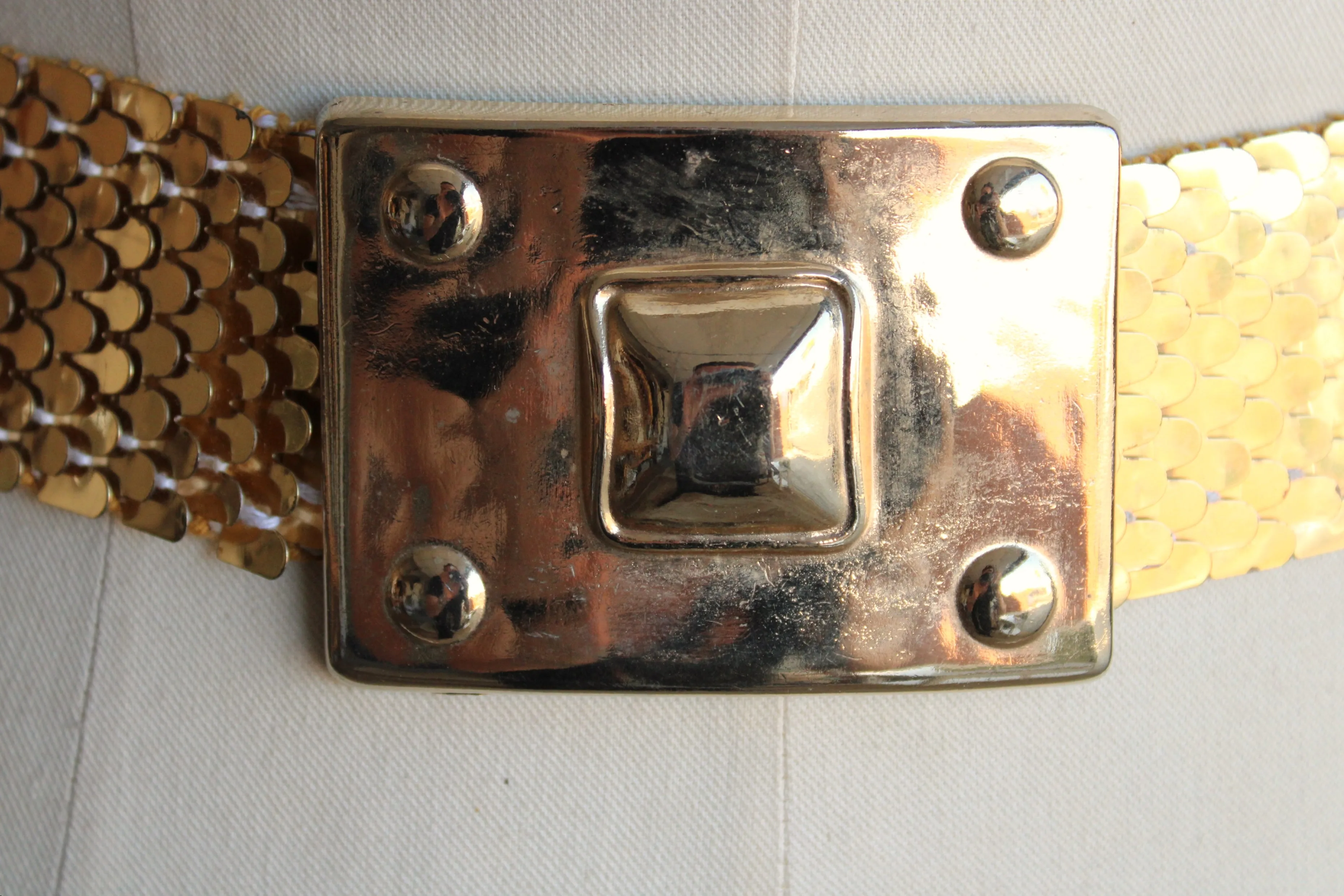 Vintage 1970s Gold Elastic Snake Belt By Harwill