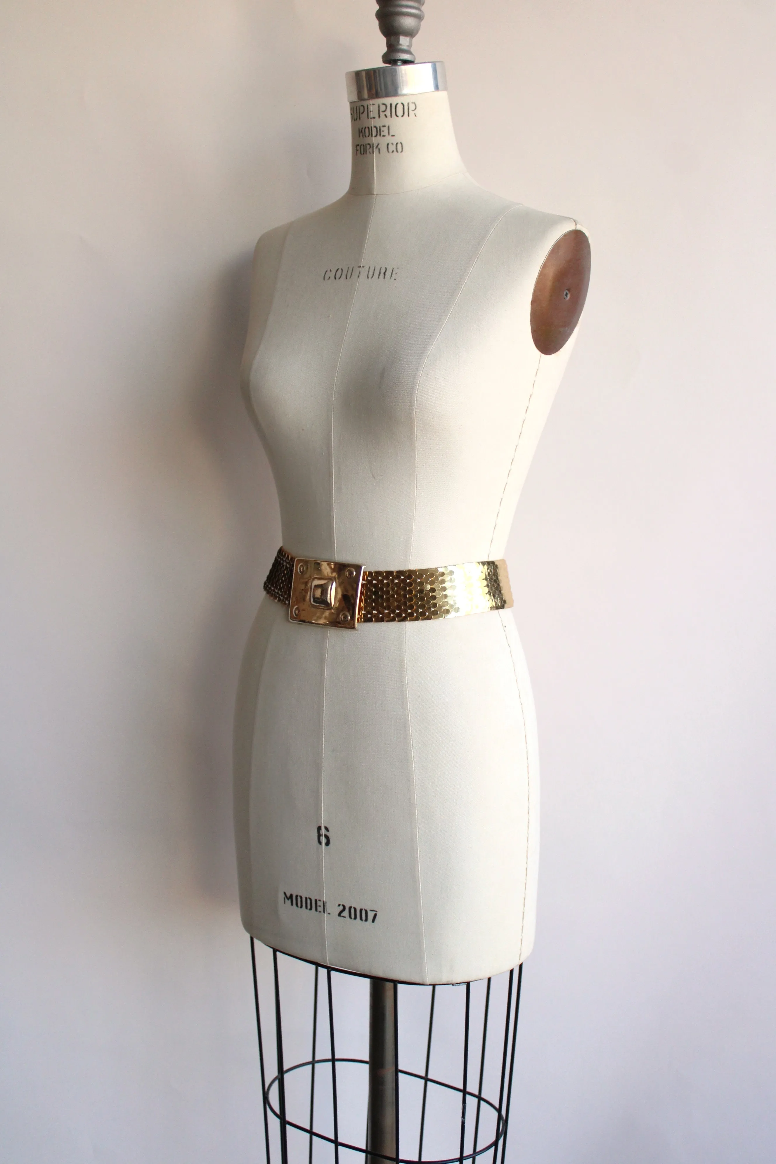Vintage 1970s Gold Elastic Snake Belt By Harwill