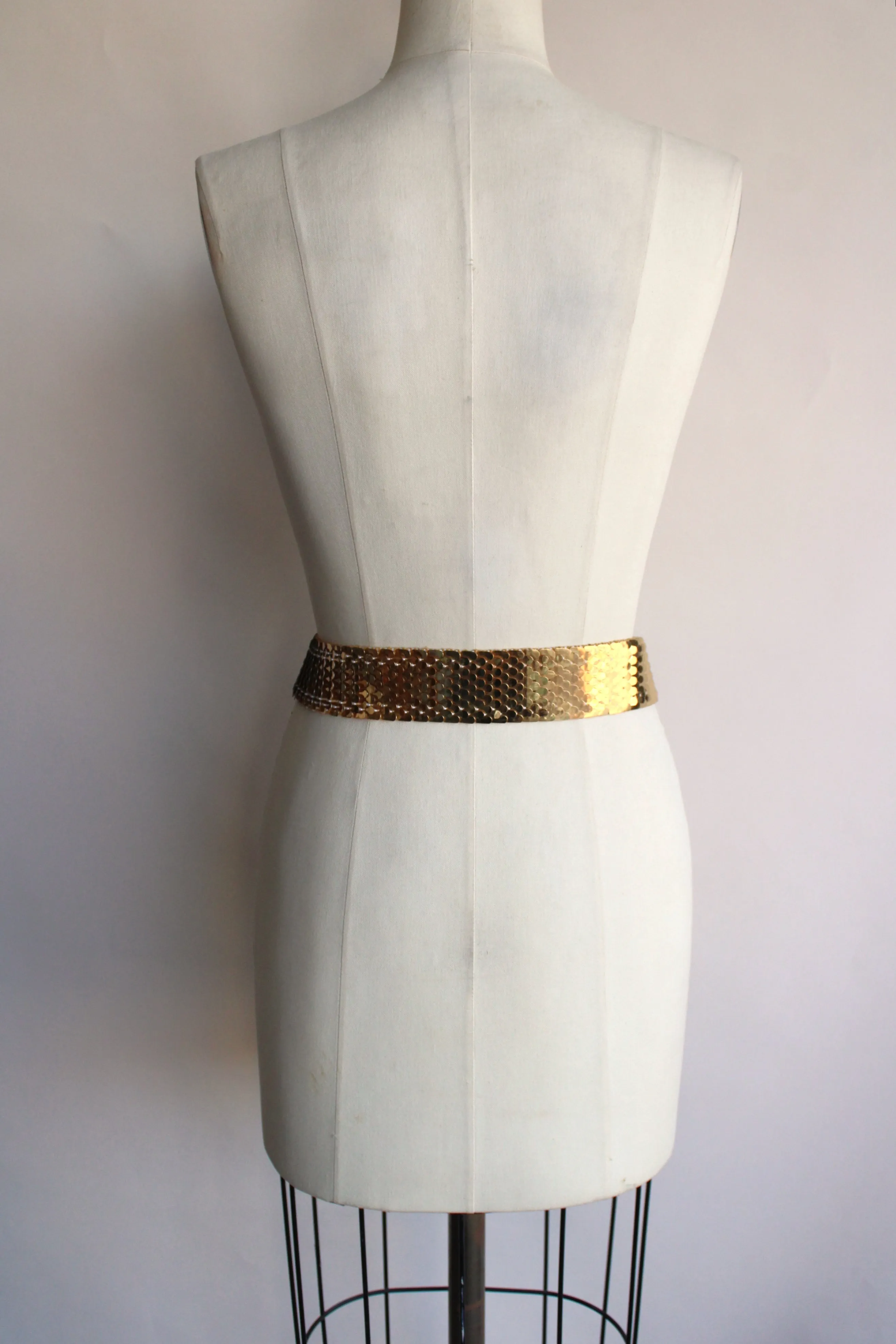 Vintage 1970s Gold Elastic Snake Belt By Harwill
