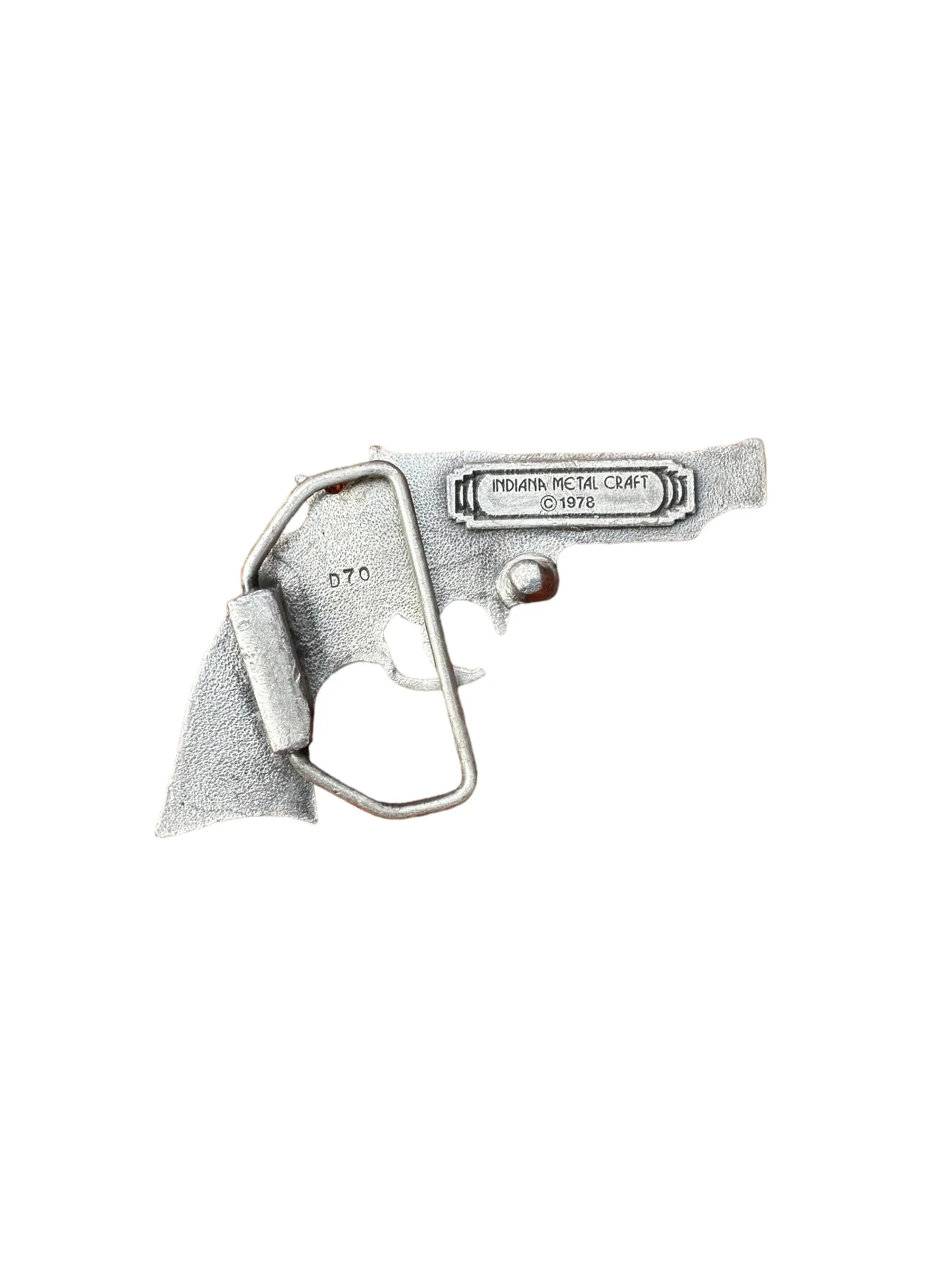 Vintage 1978 Indiana Metal Craft Revolver Belt Buckle