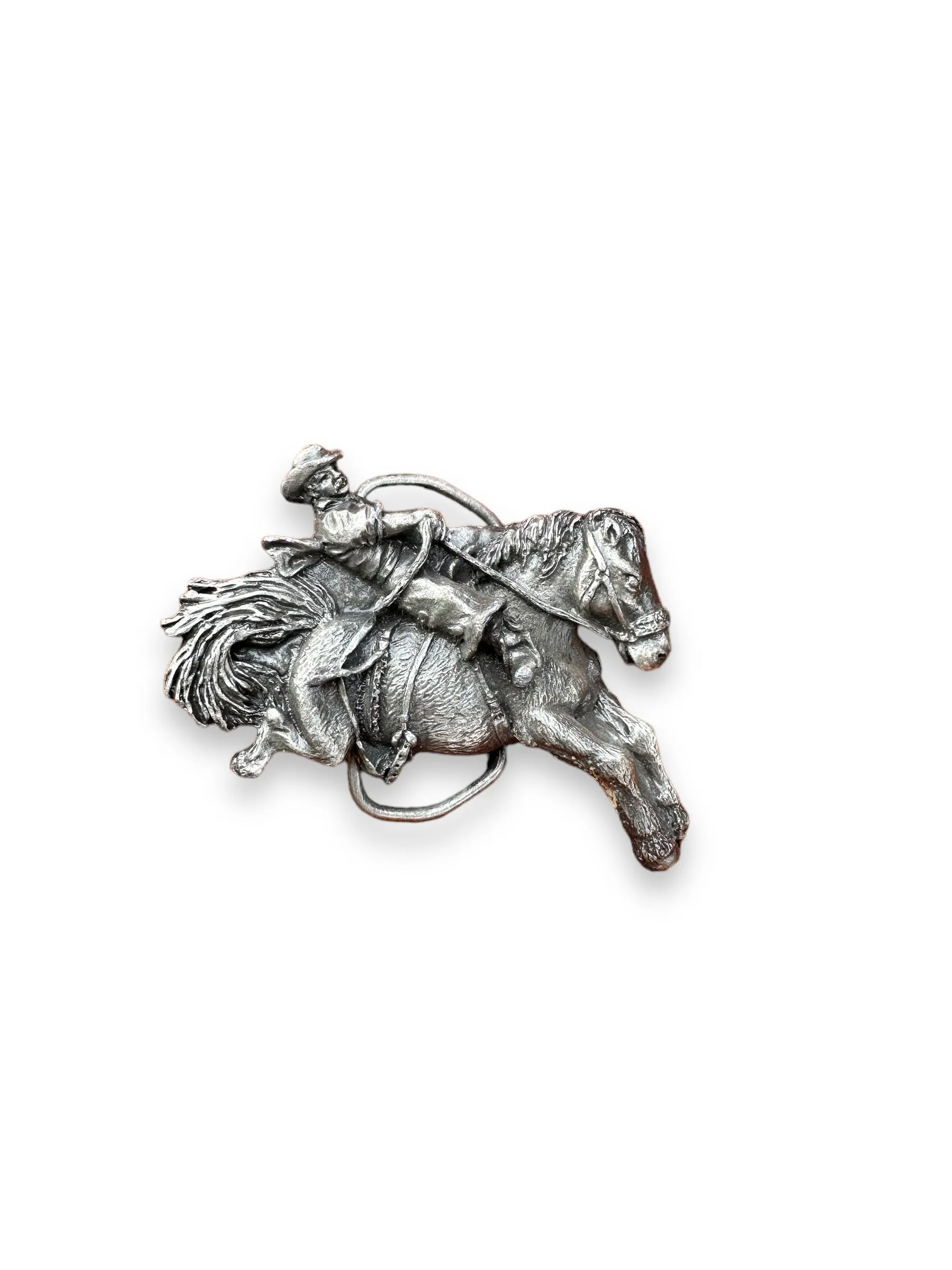 Vintage 1980 Bergamot Brass Works Bucking Bronco Belt Buckle