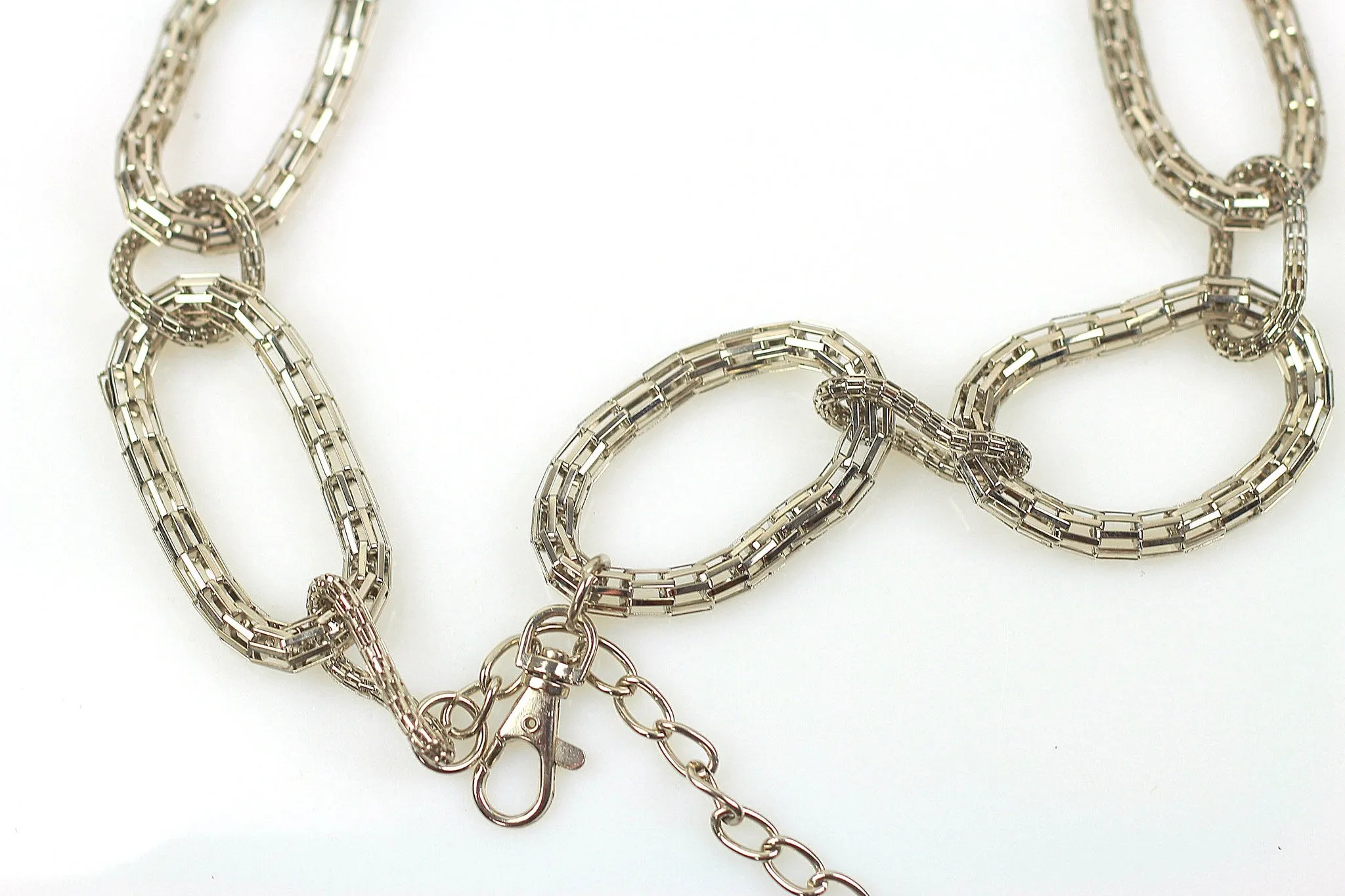 Vintage 70s Boho Hippie silver tone link chain belt