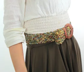 Vintage 70s Boho Metallic Tapestry braided belt