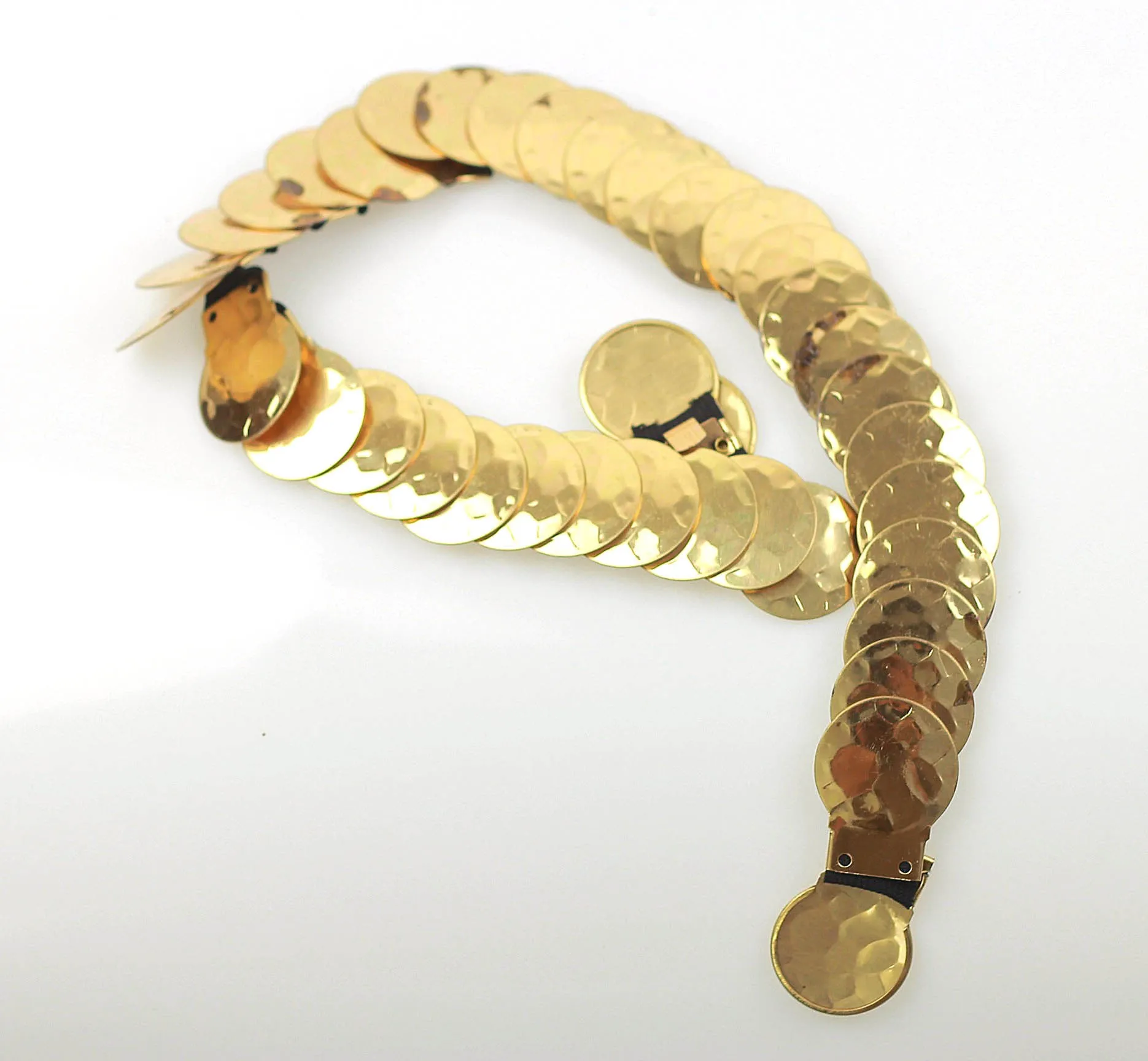 Vintage 70s Gold metallic coin medallion belt