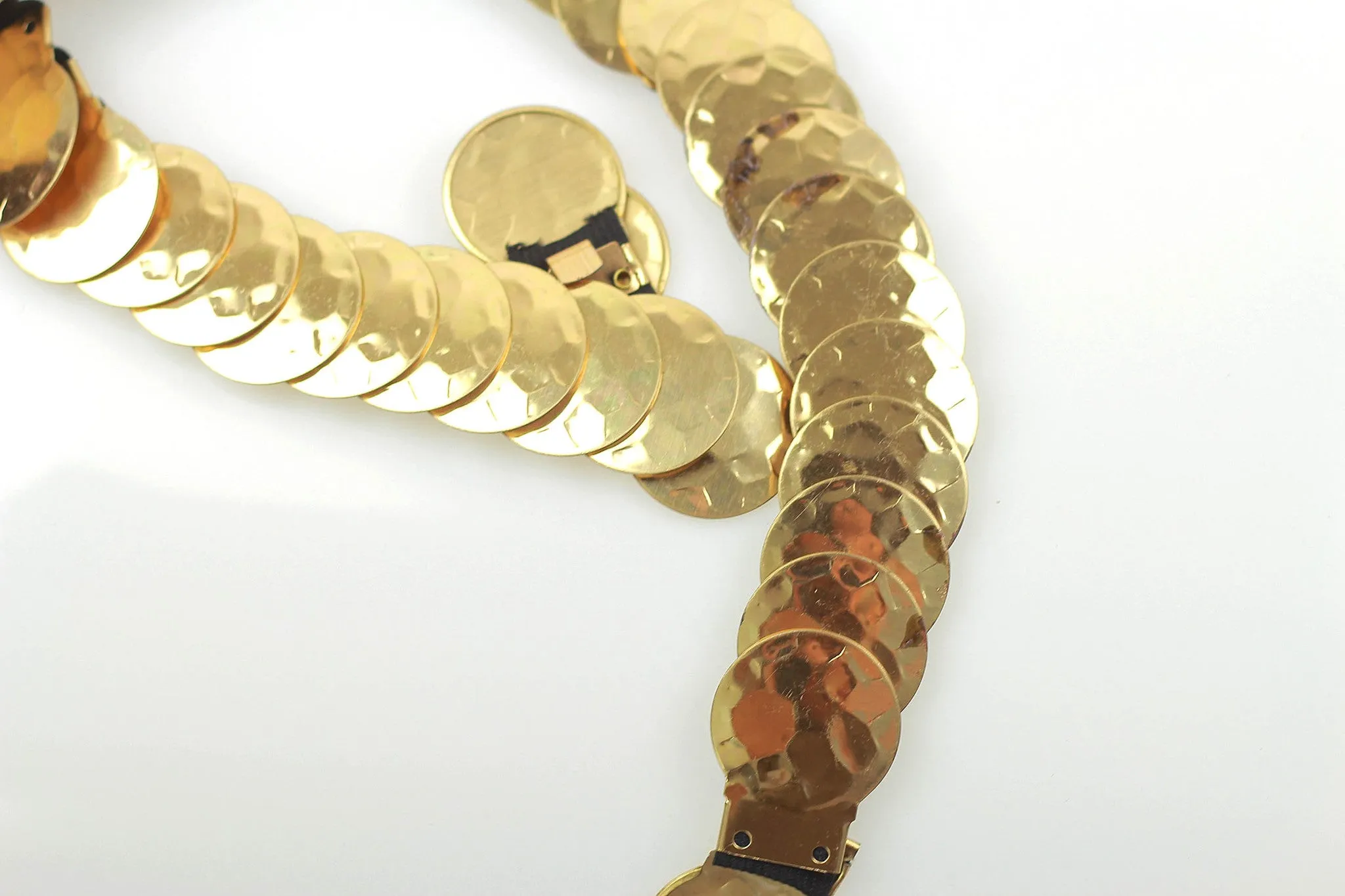 Vintage 70s Gold metallic coin medallion belt