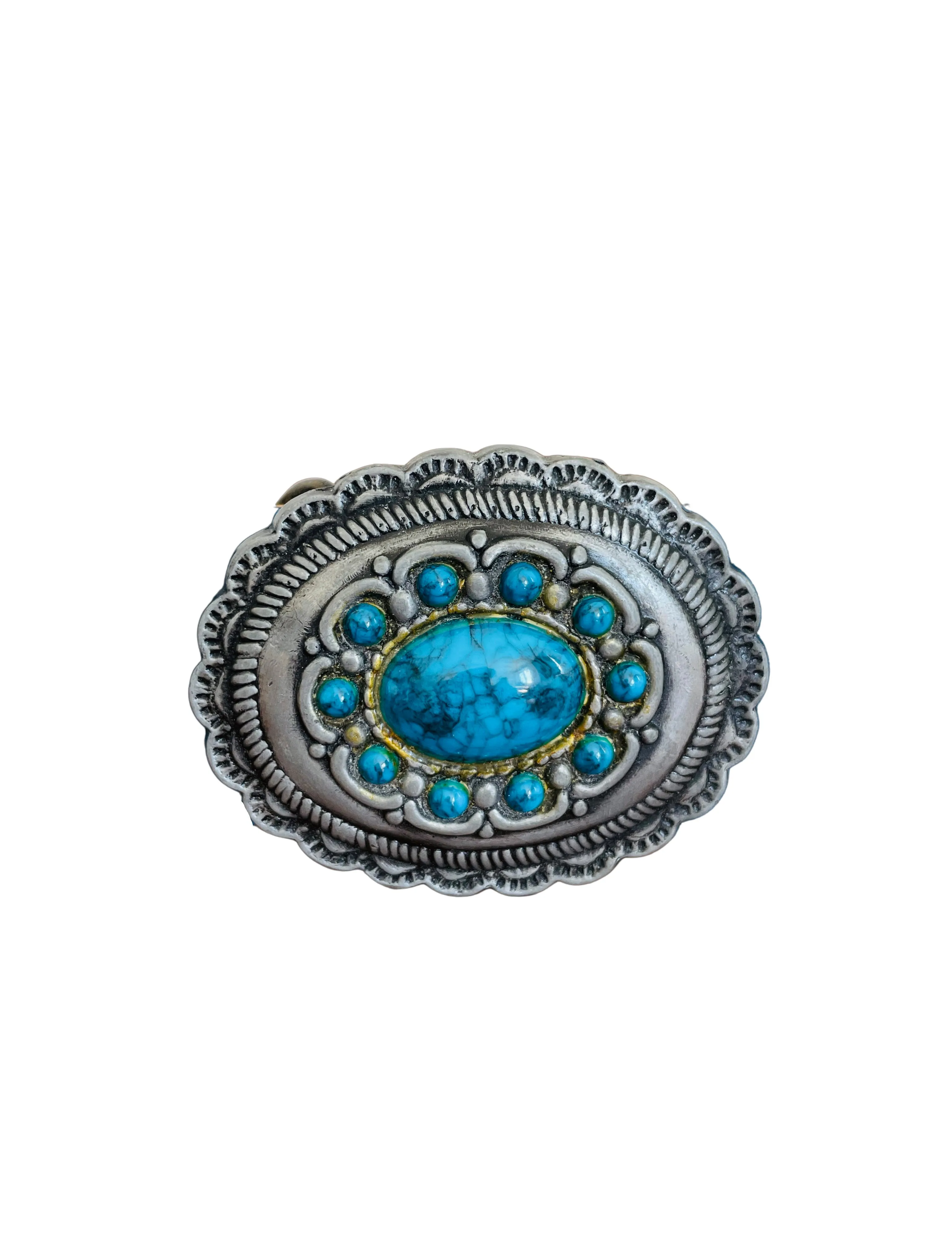 Vintage Turquoise Leather Belt