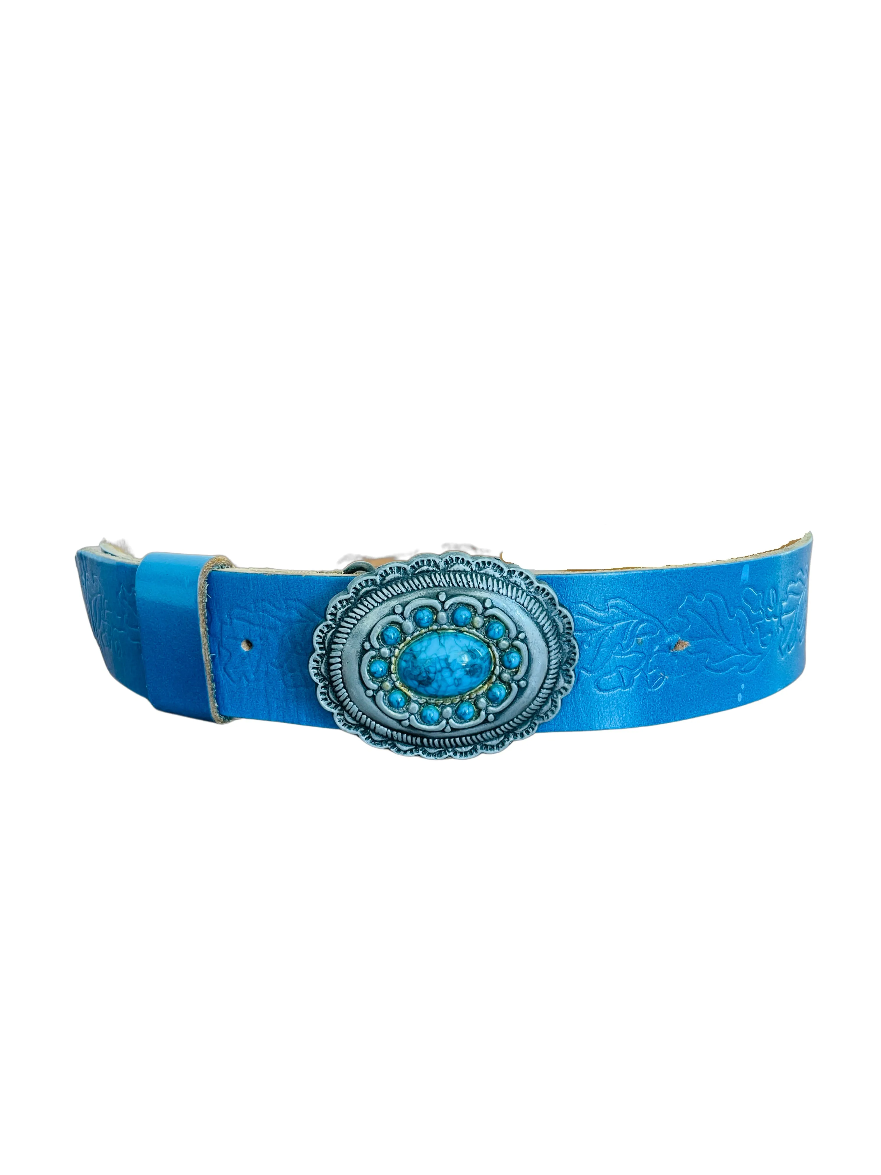 Vintage Turquoise Leather Belt