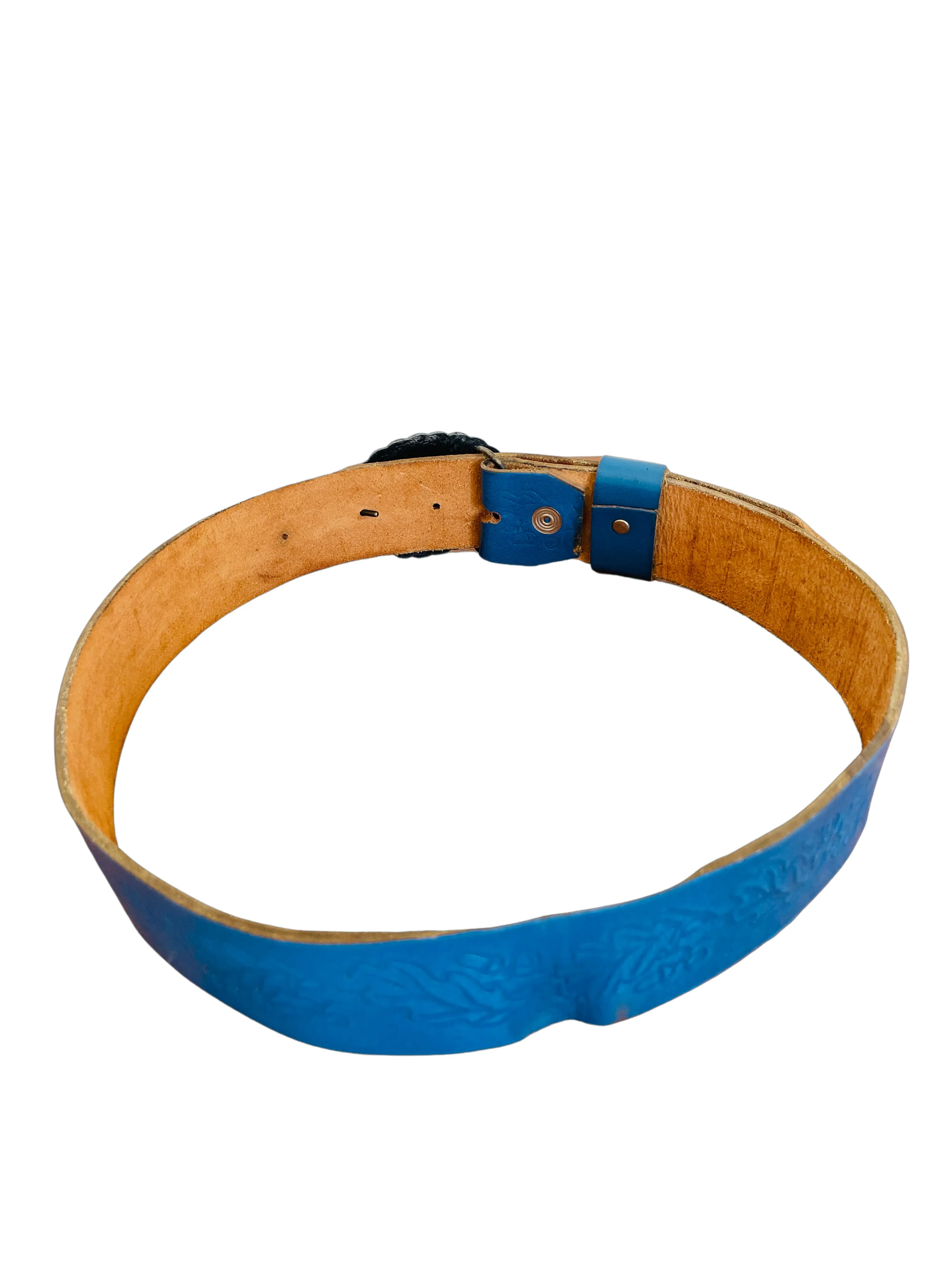 Vintage Turquoise Leather Belt