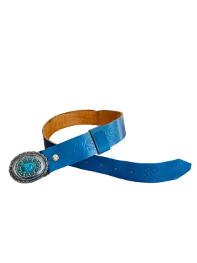 Vintage Turquoise Leather Belt