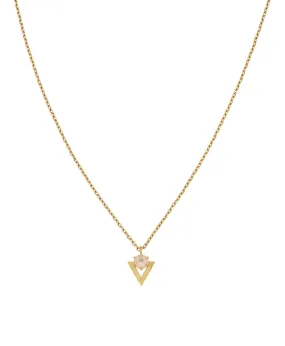 Violet Necklace with Rose Quartz | 22k Gold Plate