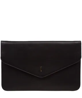 'Viviane' Black Leather Clutch Bag