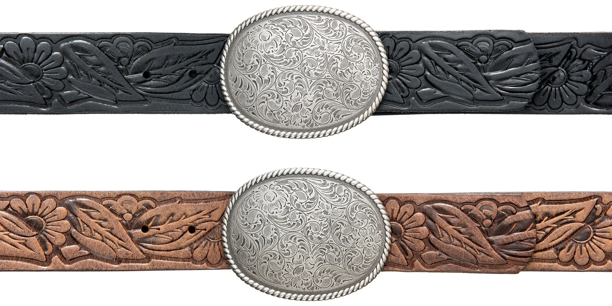 Western Rope Edge Buckle - Black