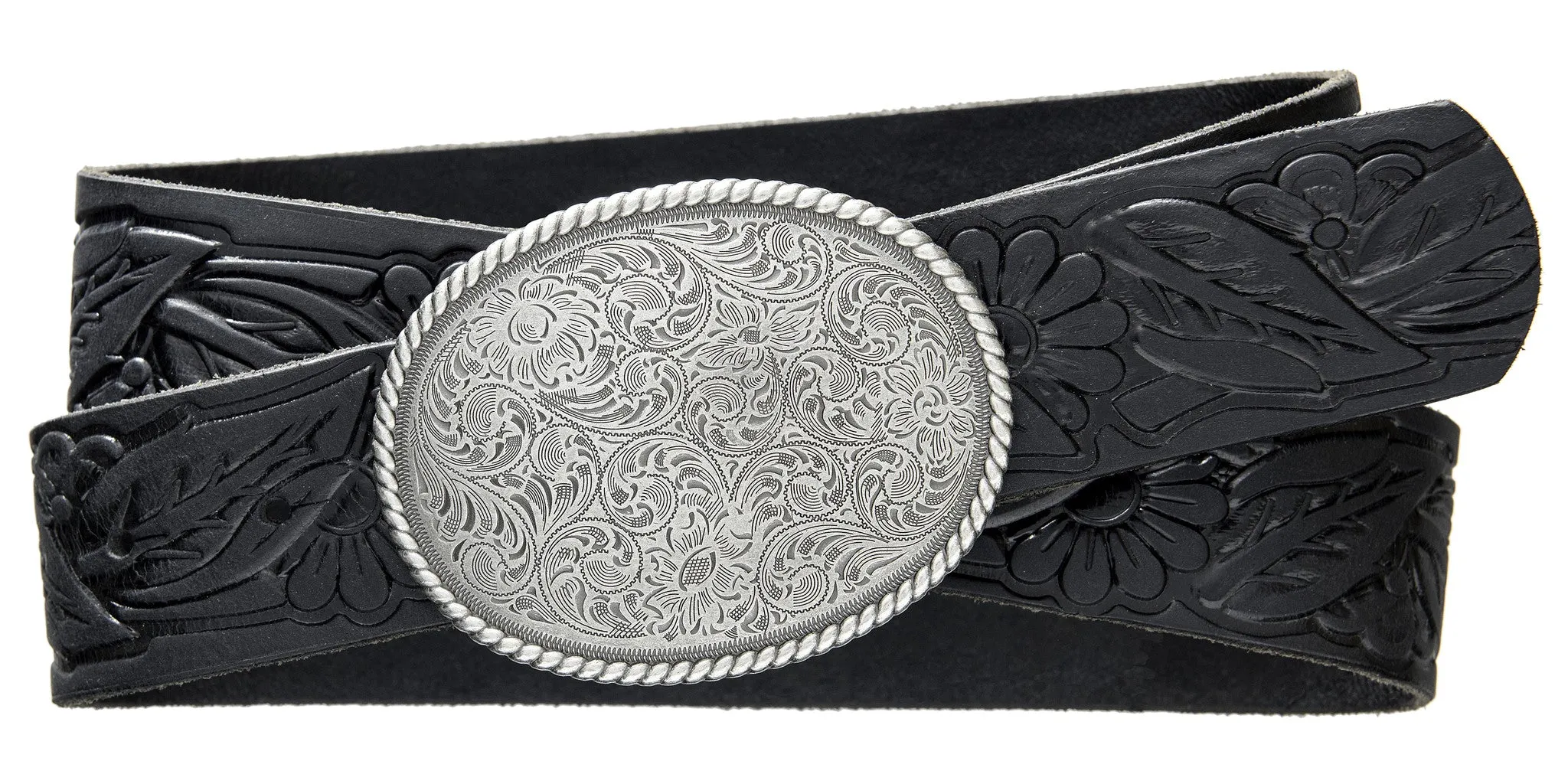 Western Rope Edge Buckle - Black