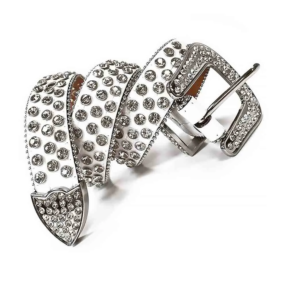 White Strap With Diamond White Studded Rhinestone Belt