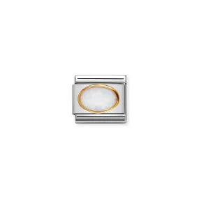 White Opal Oval Charm - 18K Gold
