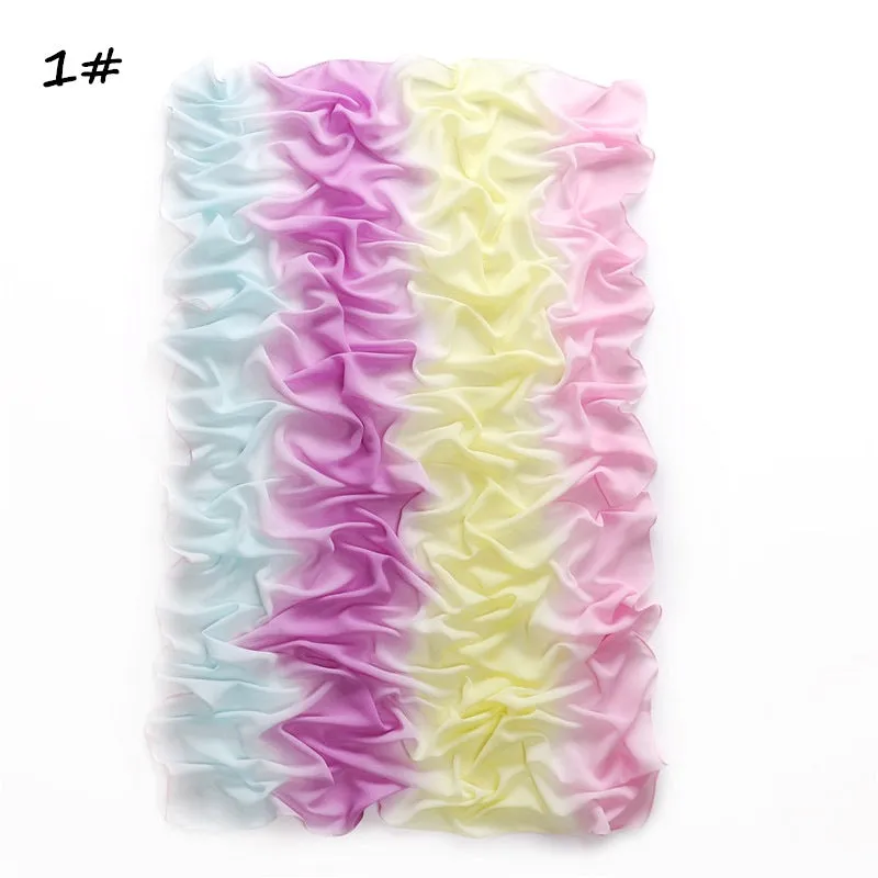 YZ19 Candy color print gradient rainbow stripe pearl chiffon hijab  hijab/tudung  printed hijab  printed scarf  Gradient