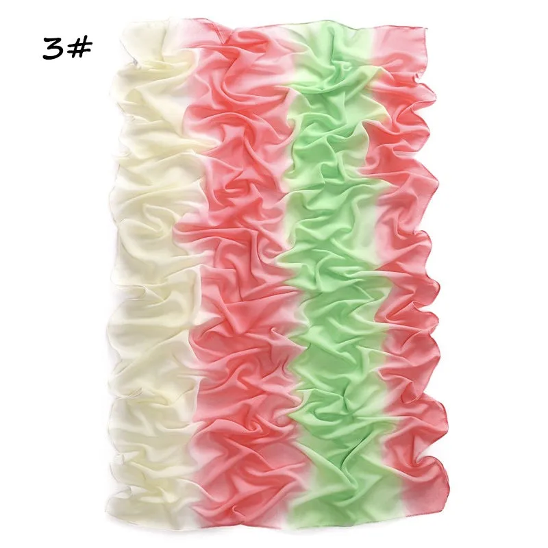 YZ19 Candy color print gradient rainbow stripe pearl chiffon hijab  hijab/tudung  printed hijab  printed scarf  Gradient