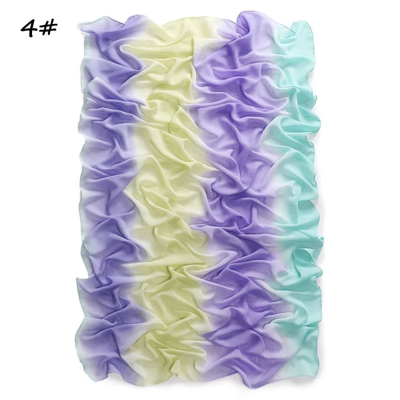 YZ19 Candy color print gradient rainbow stripe pearl chiffon hijab  hijab/tudung  printed hijab  printed scarf  Gradient