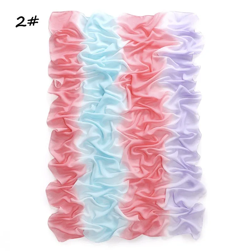 YZ19 Candy color print gradient rainbow stripe pearl chiffon hijab  hijab/tudung  printed hijab  printed scarf  Gradient